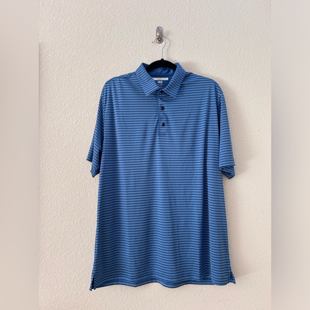 Greg Norman Blue and Black Stripe Polo Shirt Size XL